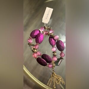 Kim Rogers Purple Beaded Dual Strand Bracelet